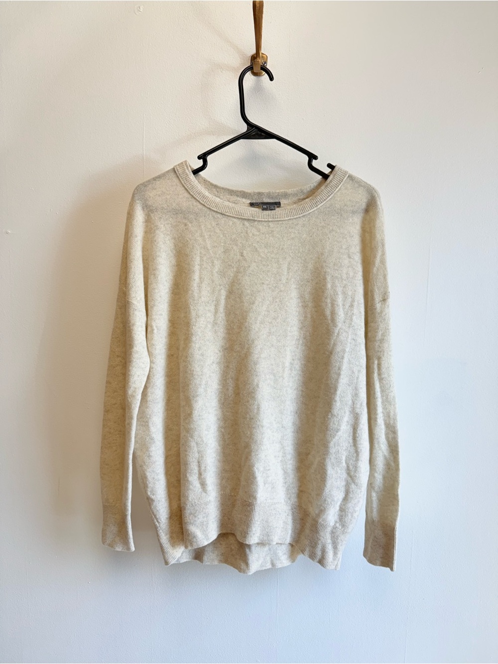 Vince 100% Cashmere Cream Gray Oversized Lightweight Crewneck Sweater XS